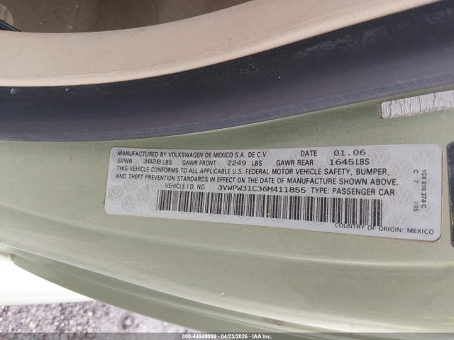 Aukcja sprzedaży 2006 Volkswagen New Beetle 2.5, vin: 3VWPW31C36M411855, numer aukcji: 44949099