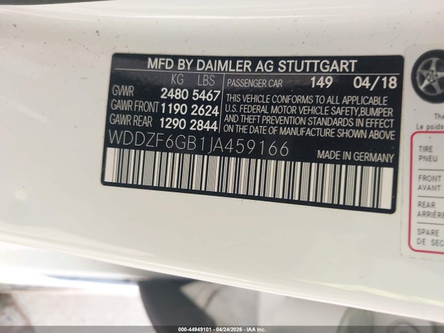 WDDZF6GB1JA459166 Mercedes-Benz E 400 4matic