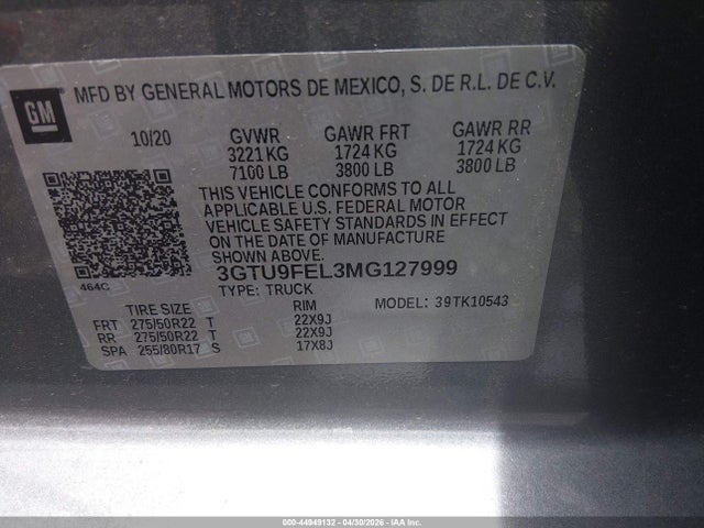 Продажа на аукционе авто 2021 Gmc Sierra 1500 4wd  Short Box Denali, vin: 3GTU9FEL3MG127999, номер лота: 44949132