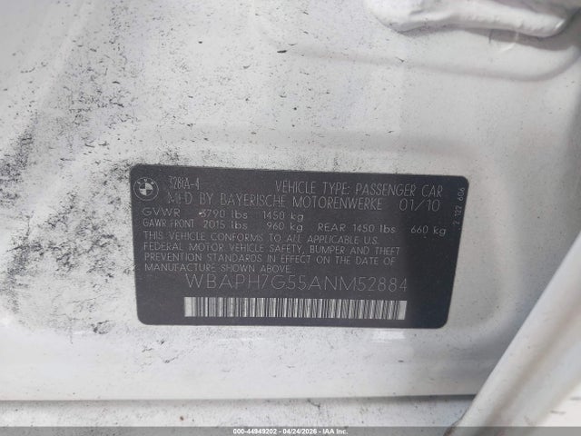 44949202 :رقم المزاد ، WBAPH7G55ANM52884 vin ، 2010 Bmw 328i مزاد بيع