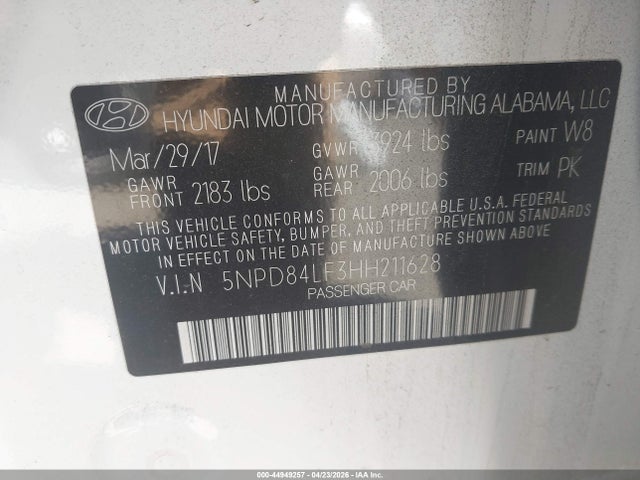 Aukcja sprzedaży 2017 Hyundai Elantra Se, vin: 5NPD84LF3HH211628, numer aukcji: 44949257
