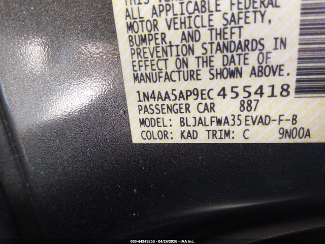 Aukcja sprzedaży 2014 Nissan Maxima 3.5 Sv, vin: 1N4AA5AP9EC455418, numer aukcji: 44949258
