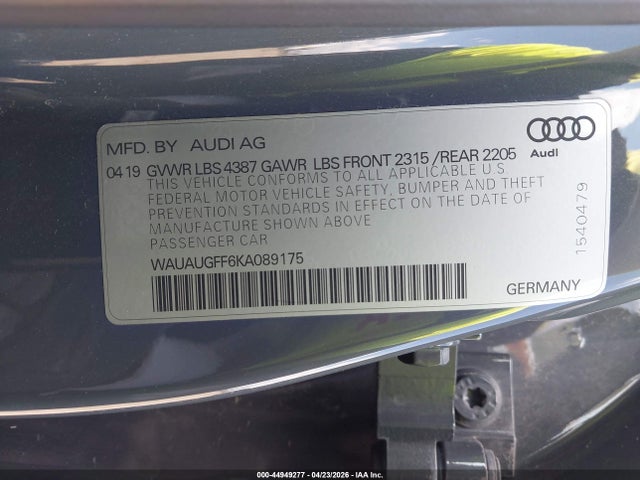 Aukcja sprzedaży 2019 Audi A3 40 Premium/40 Titanium Premium, vin: WAUAUGFF6KA089175, numer aukcji: 44949277