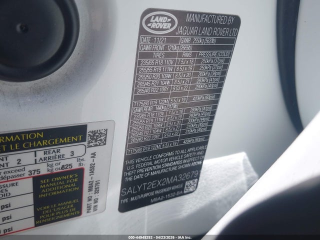 SALYT2EX2MA326791 Land Rover Range Rover Velar P250 R-dynamic S