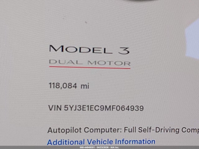 Aukcja sprzedaży 2021 Tesla Model 3 Performance Dual Motor All-wheel Drive, vin: 5YJ3E1EC9MF064939, numer aukcji: 44949301