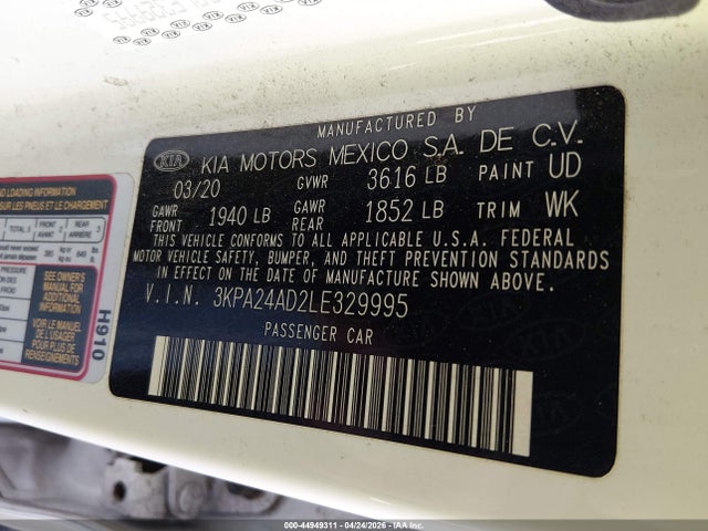 KIA RIO LX 2020 3KPA24AD2LE329995 Image 9