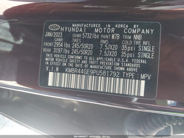 Продаж на аукціоні авто 2023 Hyundai Palisade Sel, vin: KM8R44GE9PU581792, номер лоту: 44949377
