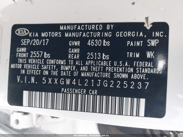 5XXGW4L21JG225237 KIA Optima Sx Turbo