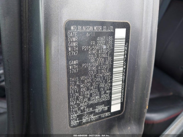 Aukcja sprzedaży 2011 Nissan Juke Sl, vin: JN8AF5MV5BT024323, numer aukcji: 44949399