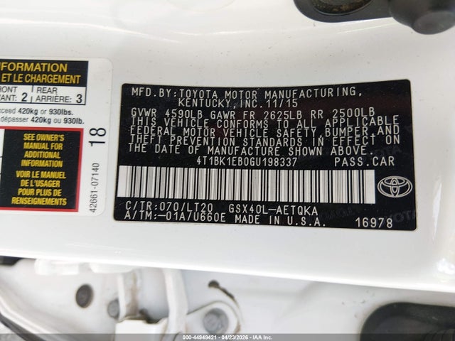 Toyota Avalon Touring 2016 4T1BK1EB0GU198337 Image 9