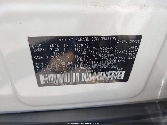 4S4BSABC6K3384119 Subaru Outback 2.5i