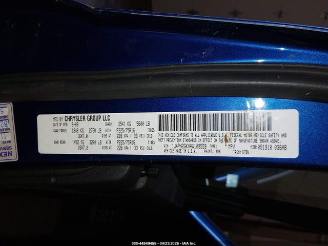 44949455 :رقم المزاد ، 1J4PN2GKXAW109559 vin ، 2010 Jeep Liberty Sport مزاد بيع