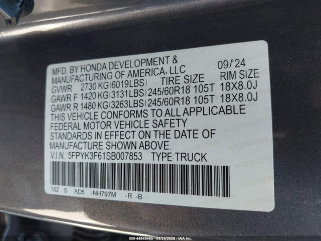 Honda Ridgeline Trailsport 2025 5FPYK3F61SB007853 Image 9