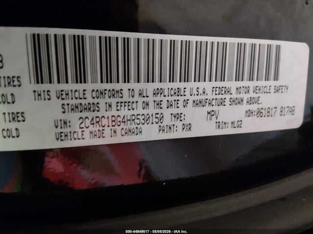 Aukcja sprzedaży 2017 Chrysler Pacifica Touring-l, vin: 2C4RC1BG4HR530150, numer aukcji: 44949517