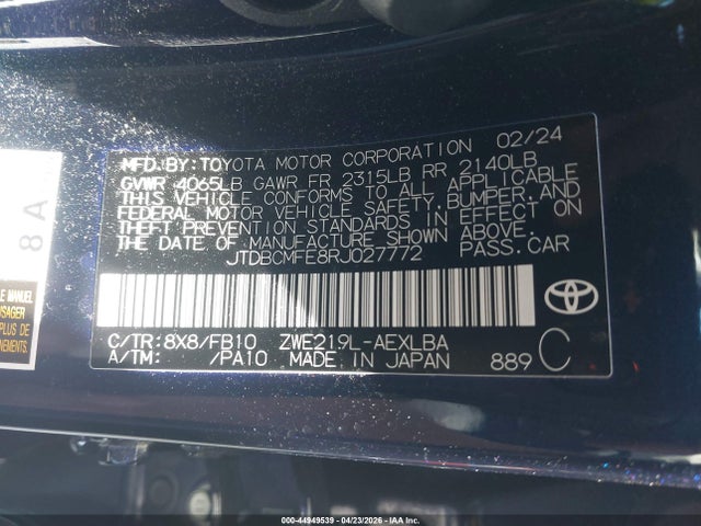 JTDBCMFE8RJ027772 Toyota Corolla Hybrid Le
