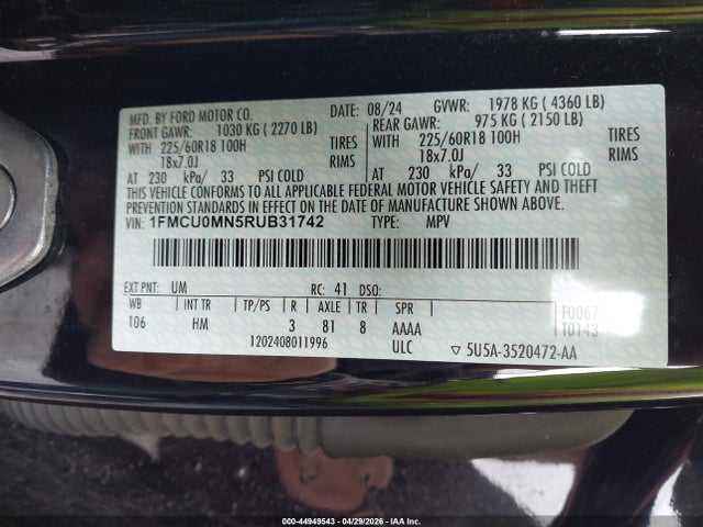 Aukcja sprzedaży 2024 Ford Escape St-line, vin: 1FMCU0MN5RUB31742, numer aukcji: 44949543