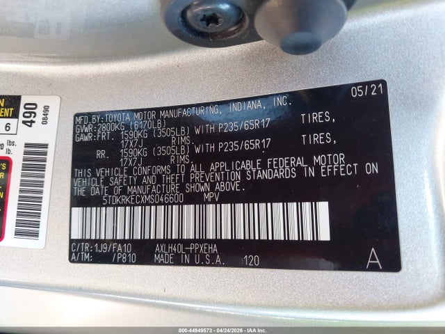 Toyota SIENNA LE 2021 5TDKRKECXMS046600 Image 9