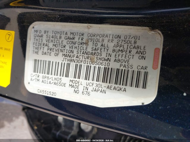 Продажа на аукционе авто 2001 Lexus Ls 430, vin: JTHBN30F010050610, номер лота: 44949582