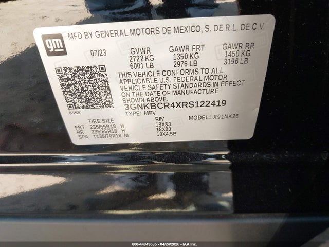 44949585 :رقم المزاد ، 3GNKBCR4XRS122419 vin ، 2024 Chevrolet Blazer Fwd 2lt مزاد بيع