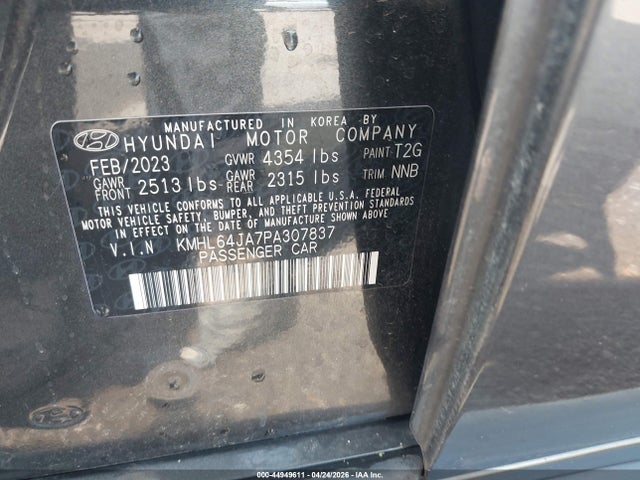 KMHL64JA7PA307837 Hyundai SONATA SEL