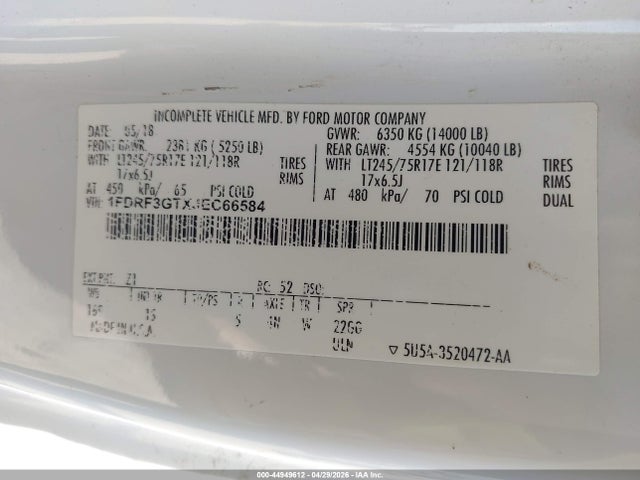 Ford F-350 Chassis Xl 2018 1FDRF3GTXJEC66584 Image 8