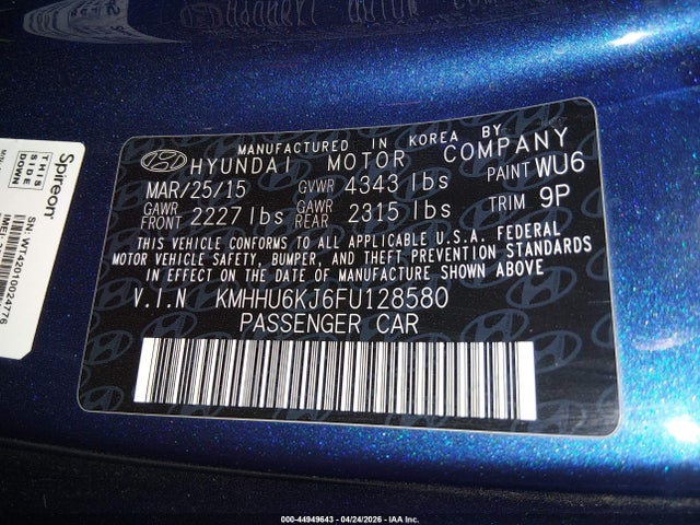 KMHHU6KJ6FU128580 Hyundai Genesis 3.8 R-spec