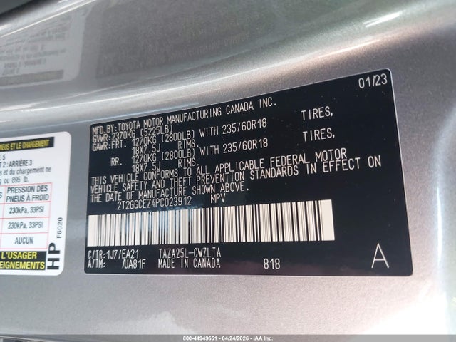 Aukcja sprzedaży 2023 Lexus Nx 350 Premium, vin: 2T2GGCEZ4PC023912, numer aukcji: 44949651