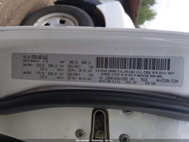 44949661 :رقم المزاد ، 1C6RR6FG4GS414599 vin ، 2016 Ram 1500 Tradesman مزاد بيع