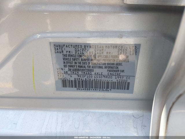 Nissan Sentra S Xtronic Cvt 2022 3N1AB8BVXNY236869 Image 9