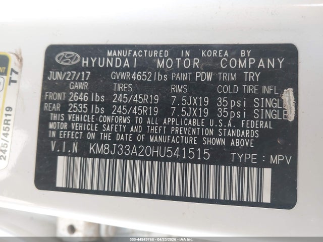 Hyundai Tucson Night 2017 KM8J33A20HU541515 Image 9
