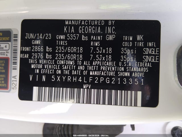 KIA SORENTO EX 2023 5XYRH4LF2PG213351 Image 9
