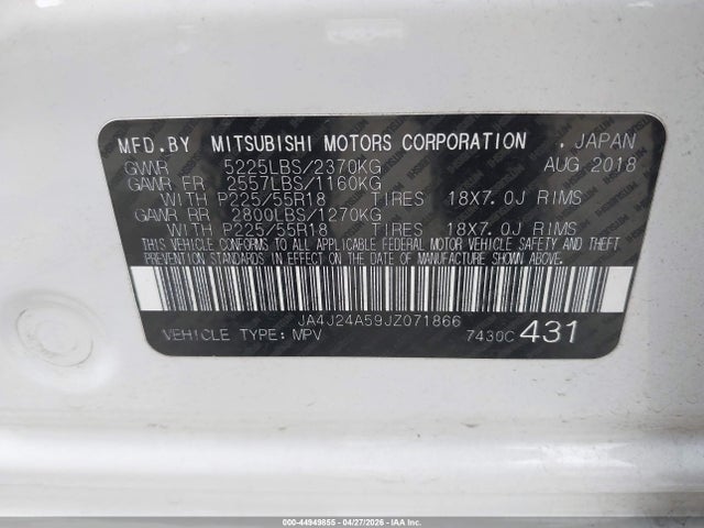 JA4J24A59JZ071866 Mitsubishi Outlander Phev Gt/sel