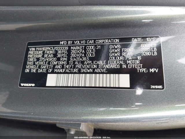 YV4102PK3J1333339 Volvo Xc90 T5 Momentum