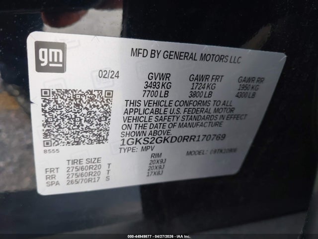 Aukcja sprzedaży 2024 Gmc Yukon Xl 4wd Slt, vin: 1GKS2GKD0RR170769, numer aukcji: 44949877