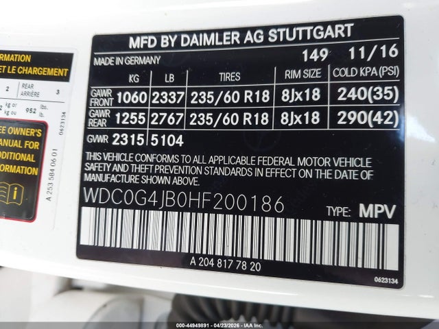 WDC0G4JB0HF200186 Mercedes-Benz GLC 300