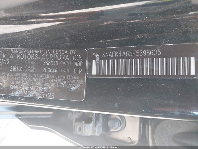Aukcja sprzedaży 2015 Kia Forte Lx, vin: KNAFK4A65F5398605, numer aukcji: 44949903