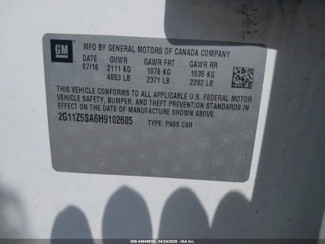 Продаж на аукціоні авто 2017 Chevrolet Impala Ls, vin: 2G11Z5SA6H9102605, номер лоту: 44949930