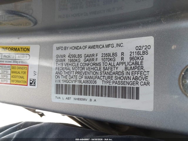 1HGCV1F19LA063036 Honda ACCORD LX