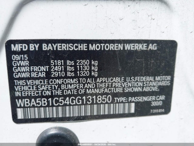 WBA5B1C54GG131850 BMW 535i