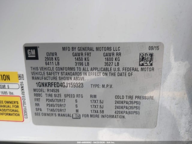 Chevrolet Traverse Ls 2016 1GNKRFED4GJ159323 Image 9