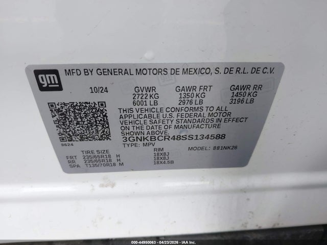 3GNKBCR48SS134588 Chevrolet Blazer Fwd 2lt