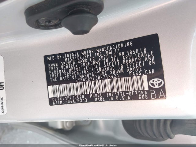 5YFBURHE3HP718421 Toyota COROLLA SE