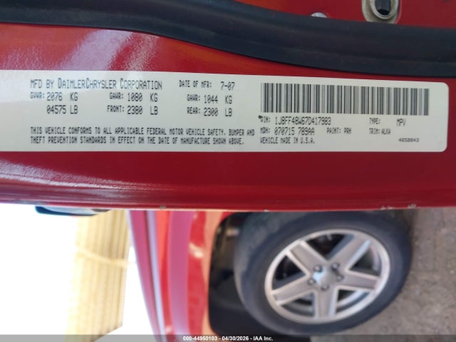 44950103 :رقم المزاد ، 1J8FF48W67D417983 vin ، 2007 Jeep Patriot Limited مزاد بيع