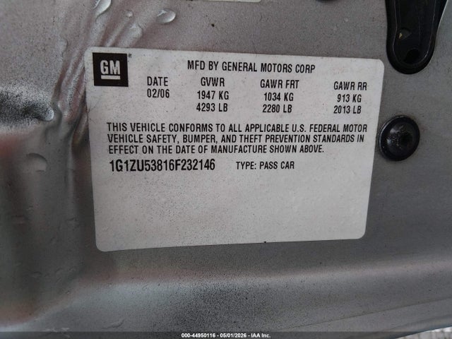 Продаж на аукціоні авто 2006 Chevrolet Malibu Ltz, vin: 1G1ZU53816F232146, номер лоту: 44950116