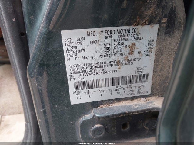 Aukcja sprzedaży 2008 Ford F-350 King Ranch, vin: 1FTWW33R58EA69477, numer aukcji: 44950131