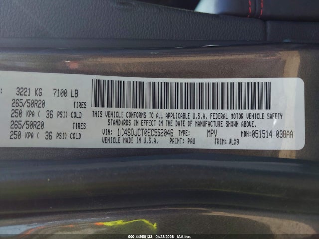 1C4SDJCT0EC552046 Dodge Durango R/t