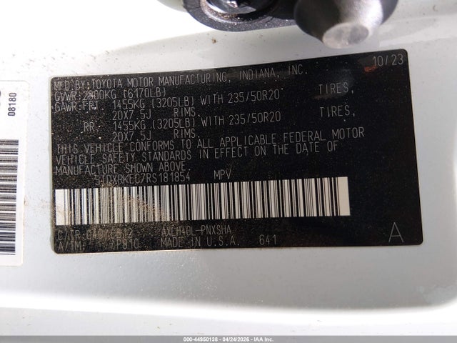 2024 Toyota Sienna Xse მანქანა იყიდება აუქციონზე, vin: 5TDXRKEC7RS181854, აუქციონის ნომერი: 44950138