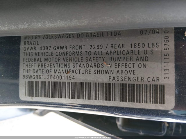 Продаж на аукціоні авто 2005 Volkswagen Golf Gls Tdi, vin: 9BWGR61J354001194, номер лоту: 44950176
