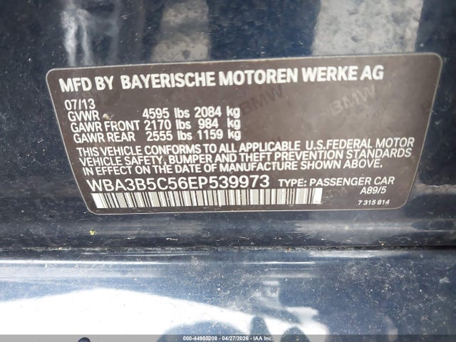 2014 Bmw 328i Xdrive მანქანა იყიდება აუქციონზე, vin: WBA3B5C56EP539973, აუქციონის ნომერი: 44950208