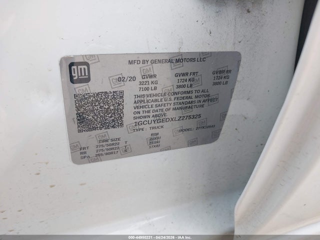 1GCUYGEDXLZ275325 Chevrolet Silverado 1500
